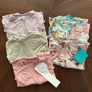 Posh Peanut Girls Footed Onesie Footies Lot NEW WITH TAGS 6-9M